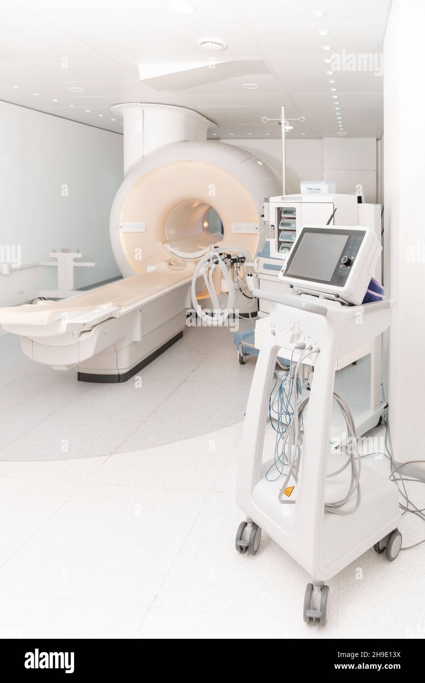 Medical CT or MRI Scan in the modern hospital laboratory. Interior of