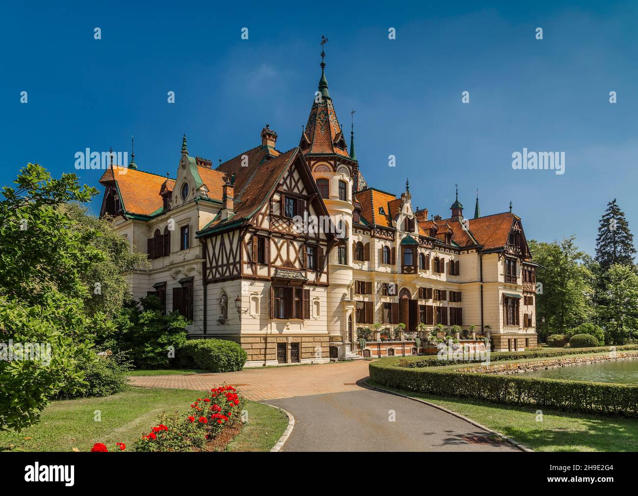 The castle of Lesna (Zámek Lešná) was built according to the design of the Viennese architect Johann Mick in 1893. Zlín. Czech Republic Stock Photo