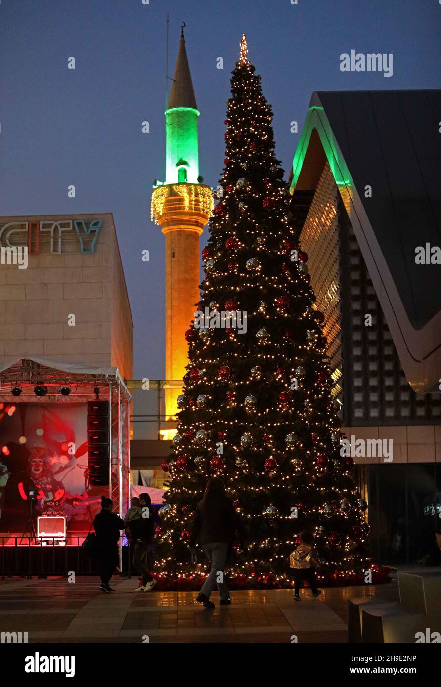 Beirut, Lebanon. 6th Dec, 2021. Christmas decorations are seen in