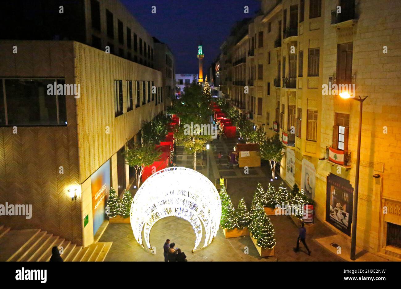 Beirut, Lebanon. 6th Dec, 2021. Christmas decorations are seen in