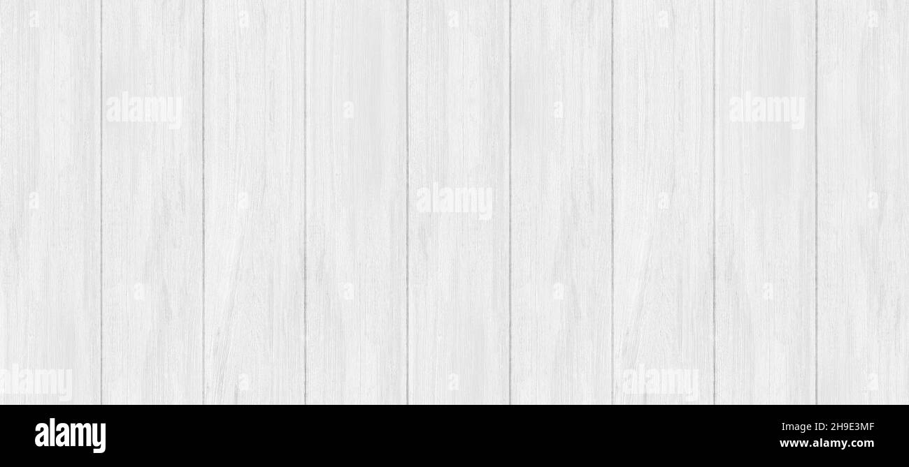 White gray wood color texture banner for background. Surface light clean of table top view. Natural patterns for design art work and interior or Stock Photo