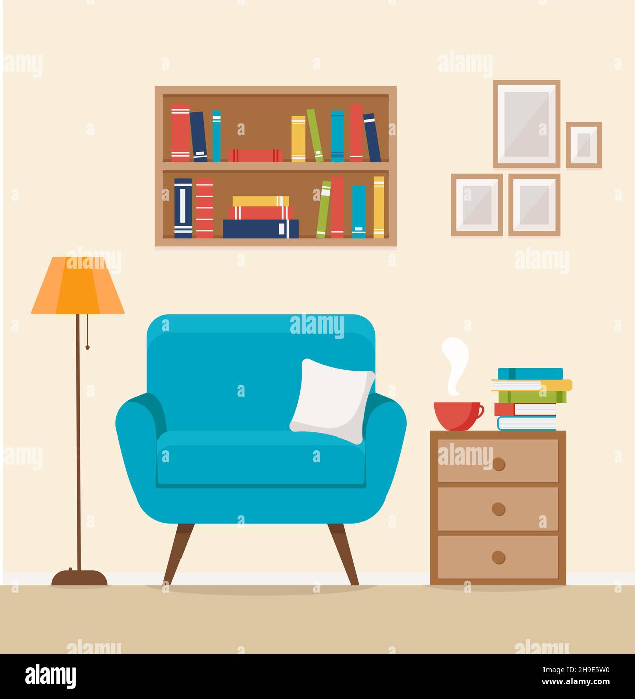 Interior of a living room. Flat design illustration eps 10 Stock Vector ...