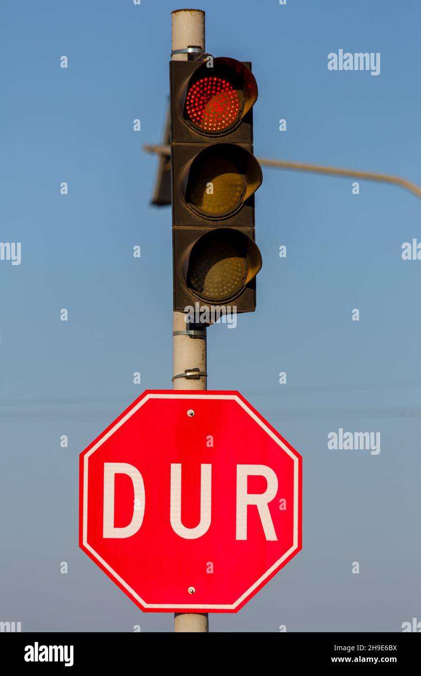 Turkey traffic signs and traffic light Stock Photo Alamy
