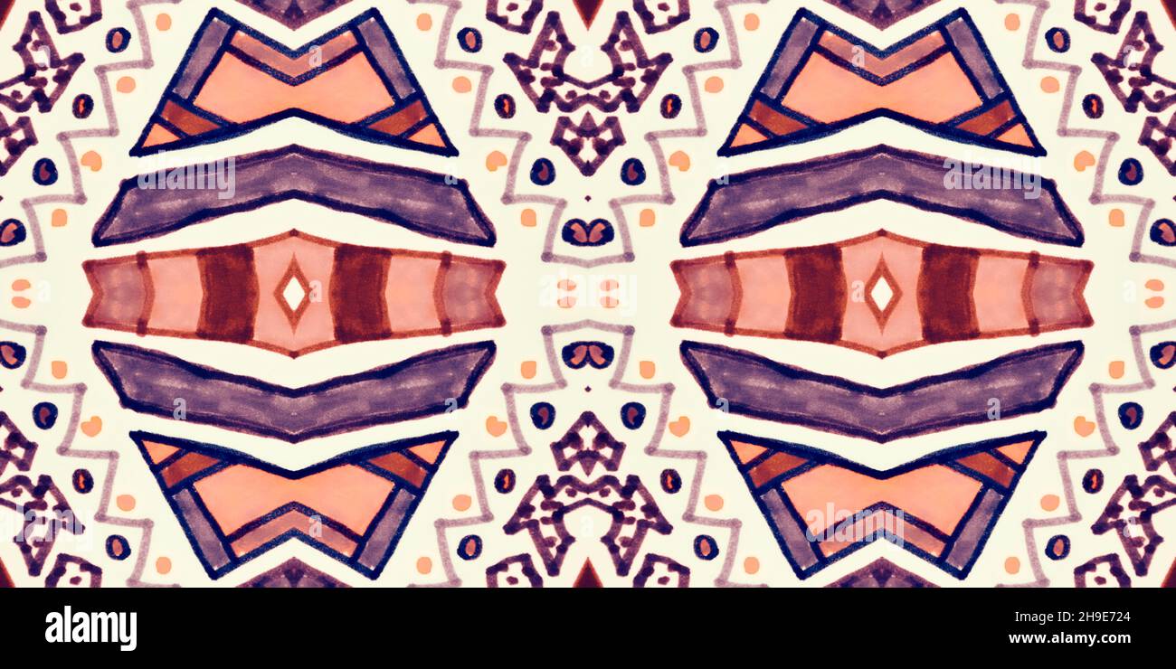 Seamless peruvian pattern. Hand drawn aztec illustration Stock Photo ...