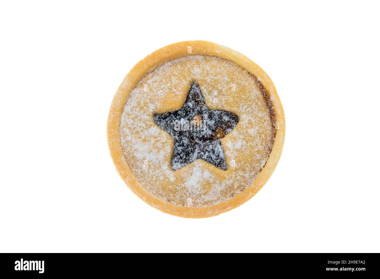 Christmas mince pie from above  - white background Stock Photo