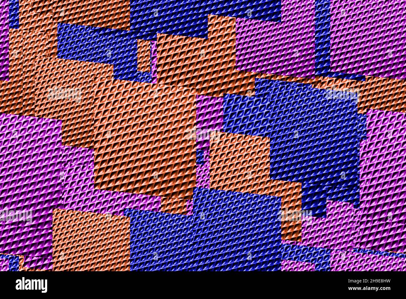 Colour Metal Tiles Seamless Pattern, 3D Background Illustration Stock Photo