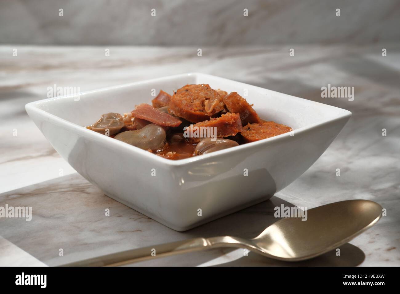 Fabada asturiana Spanish bean and sausage stew Stock Photo Alamy