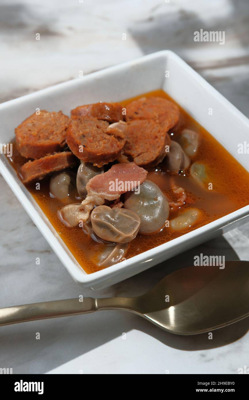 Fabada asturiana Spanish bean and sausage stew Stock Photo Alamy