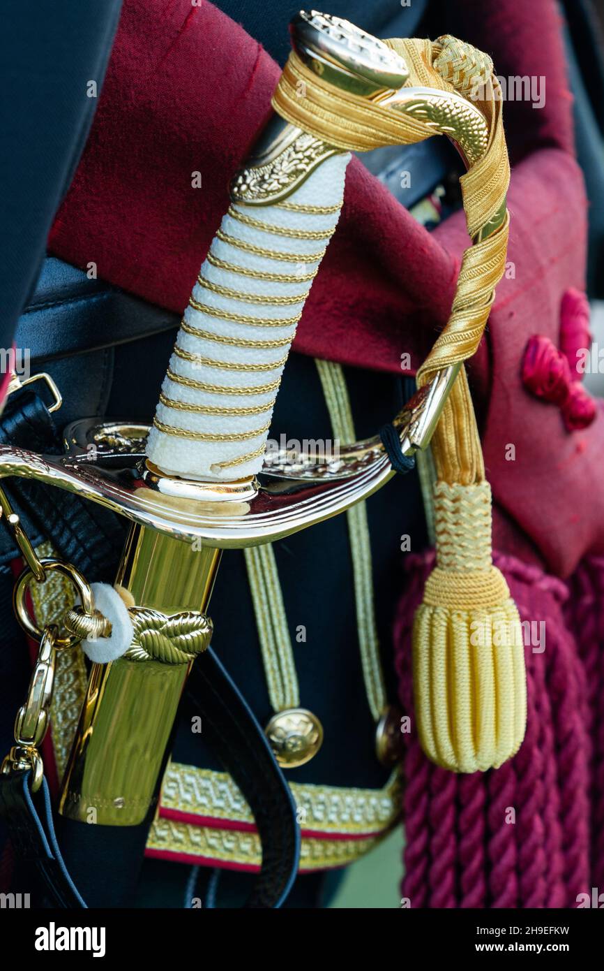 Detail of a Scottish Highland drum major's outfit with his ceremonial