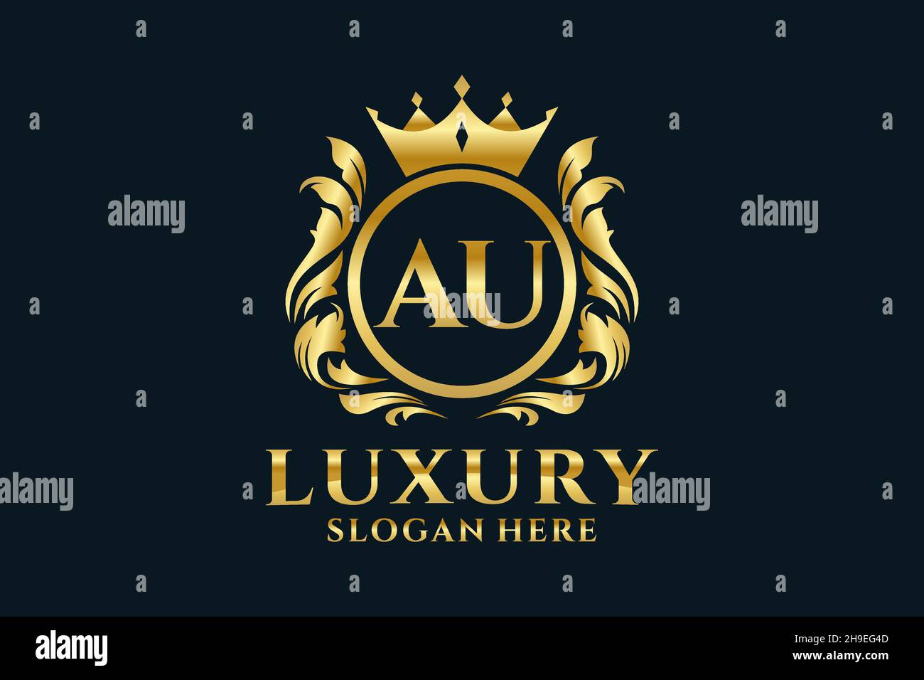 AU Letter Royal Luxury Logo template in vector art for luxurious branding projects and other vector illustration. Stock Vector