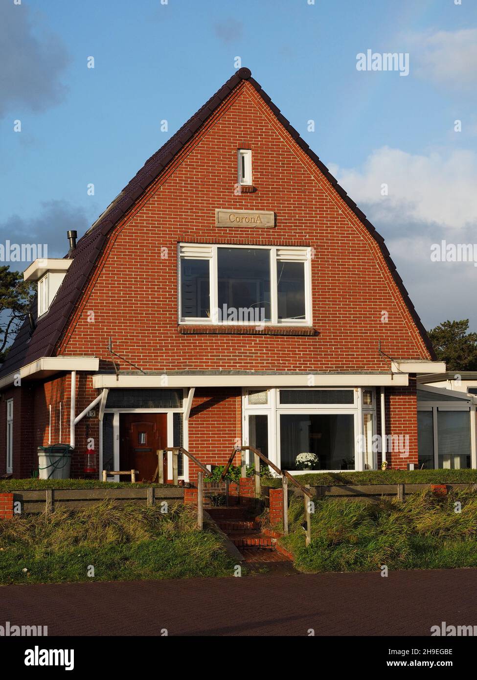 A house named Corona in Oost-Vlieland, Vlieland island, Friesland, the Netherlands Stock Photo