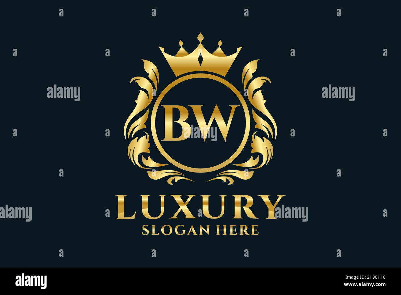 BW Letter Royal Luxury Logo template in vector art for luxurious branding projects and other vector illustration. Stock Vector