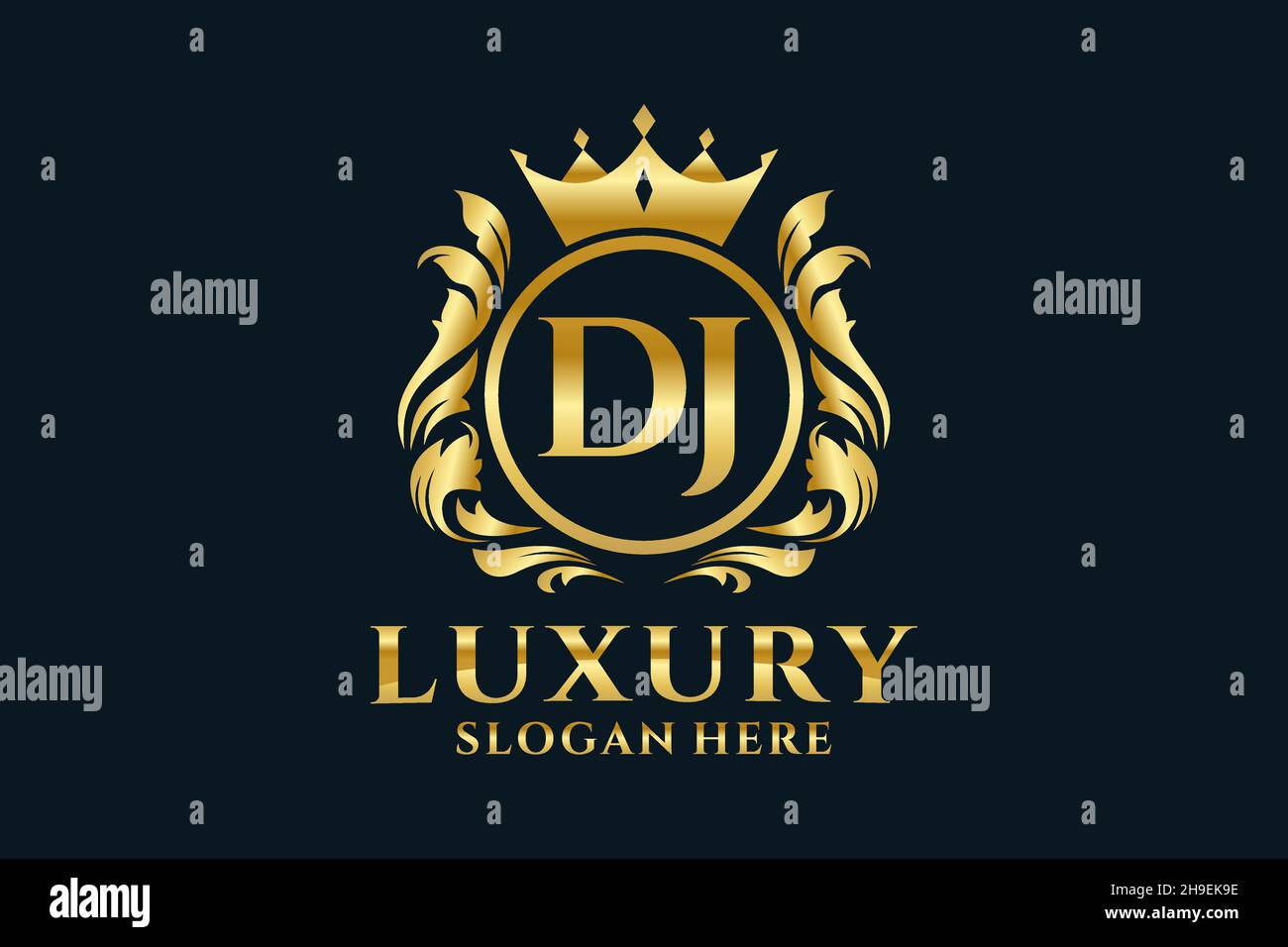 DJ Letter Royal Luxury Logo template in vector art for luxurious ...