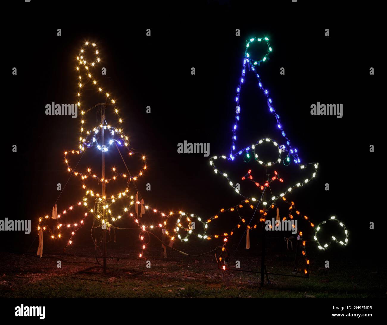 Elves figurines lightup glowing in the dark at the Christmas Fantasy