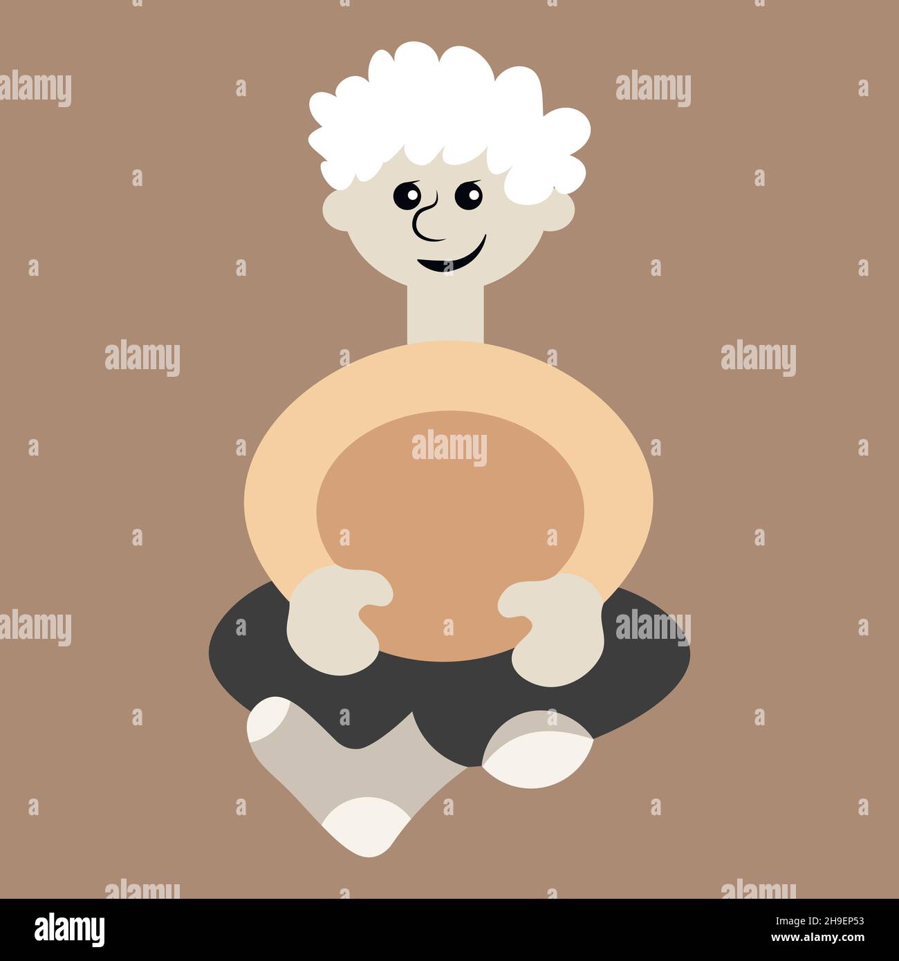 Illustration on a square background - a man sitting cross his legs - a ...
