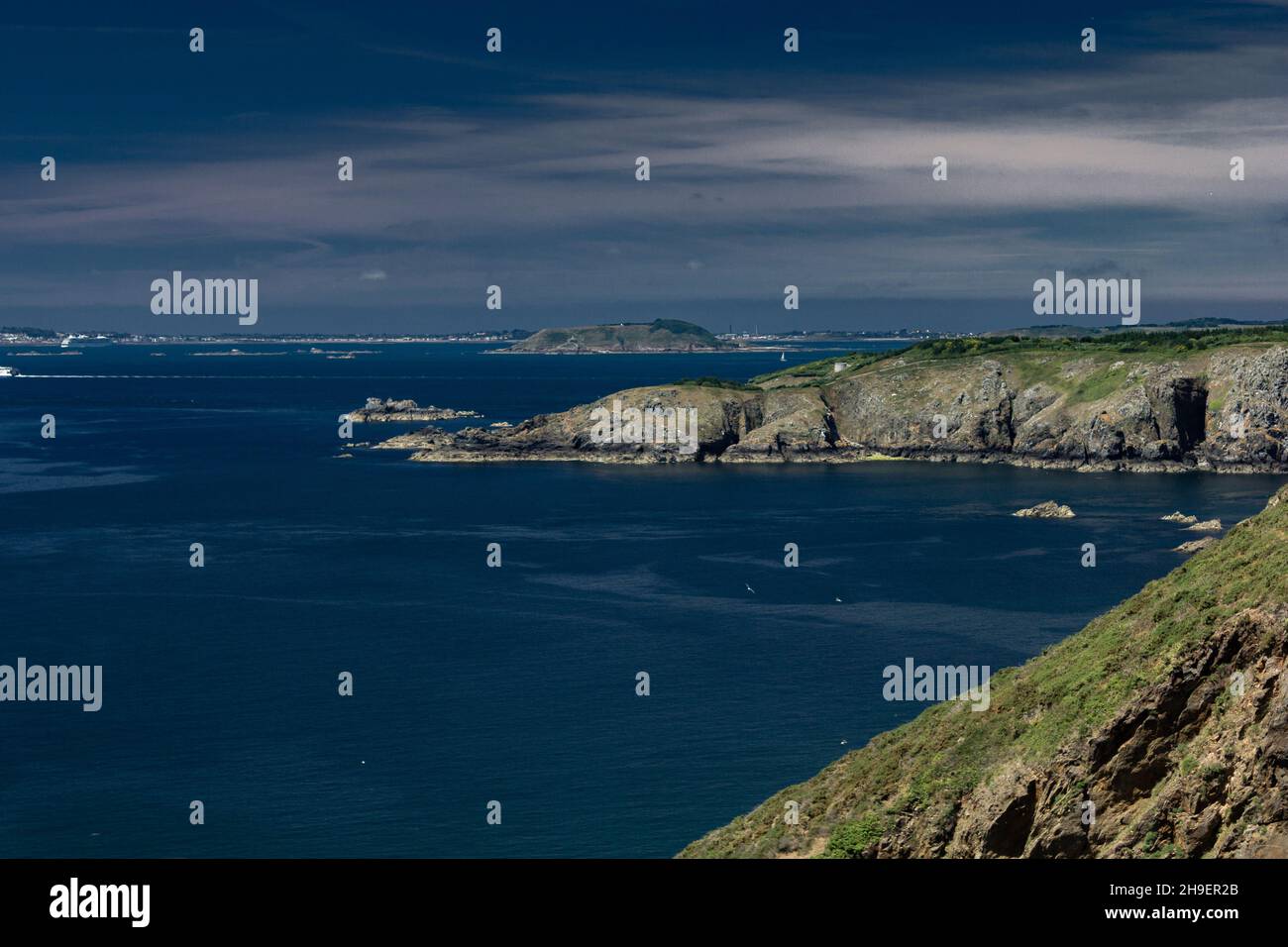 The Channel Islands of Jersey, Guernsey and Sark in summer with sun ...