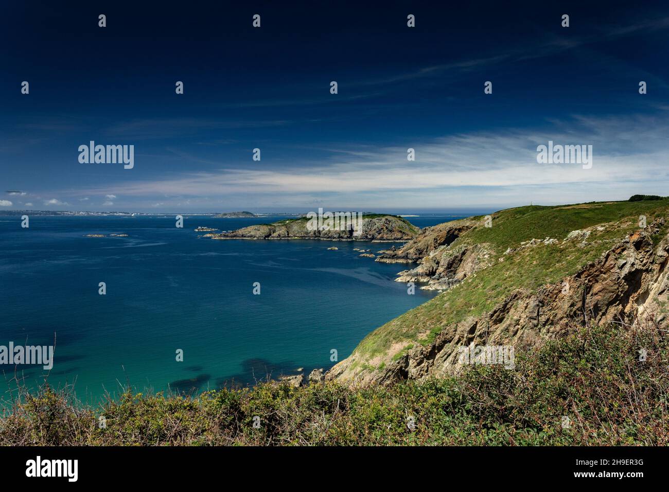 The Channel Islands of Jersey, Guernsey and Sark in summer with sun ...