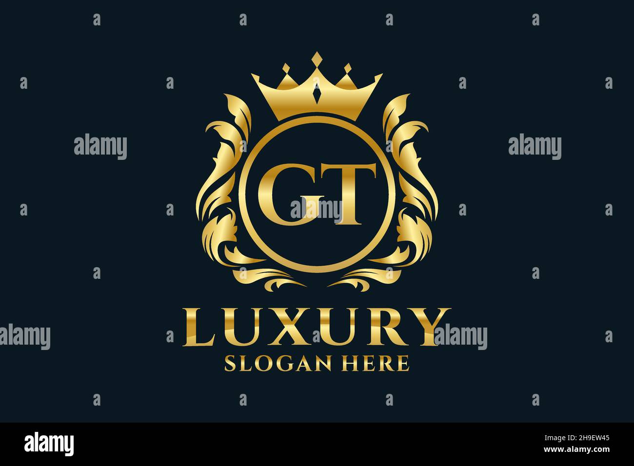 GT Letter Royal Luxury Logo template in vector art for luxurious ...