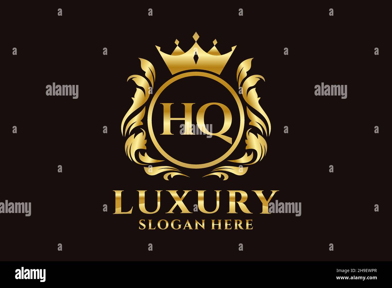 HQ Letter Royal Luxury Logo template in vector art for luxurious ...