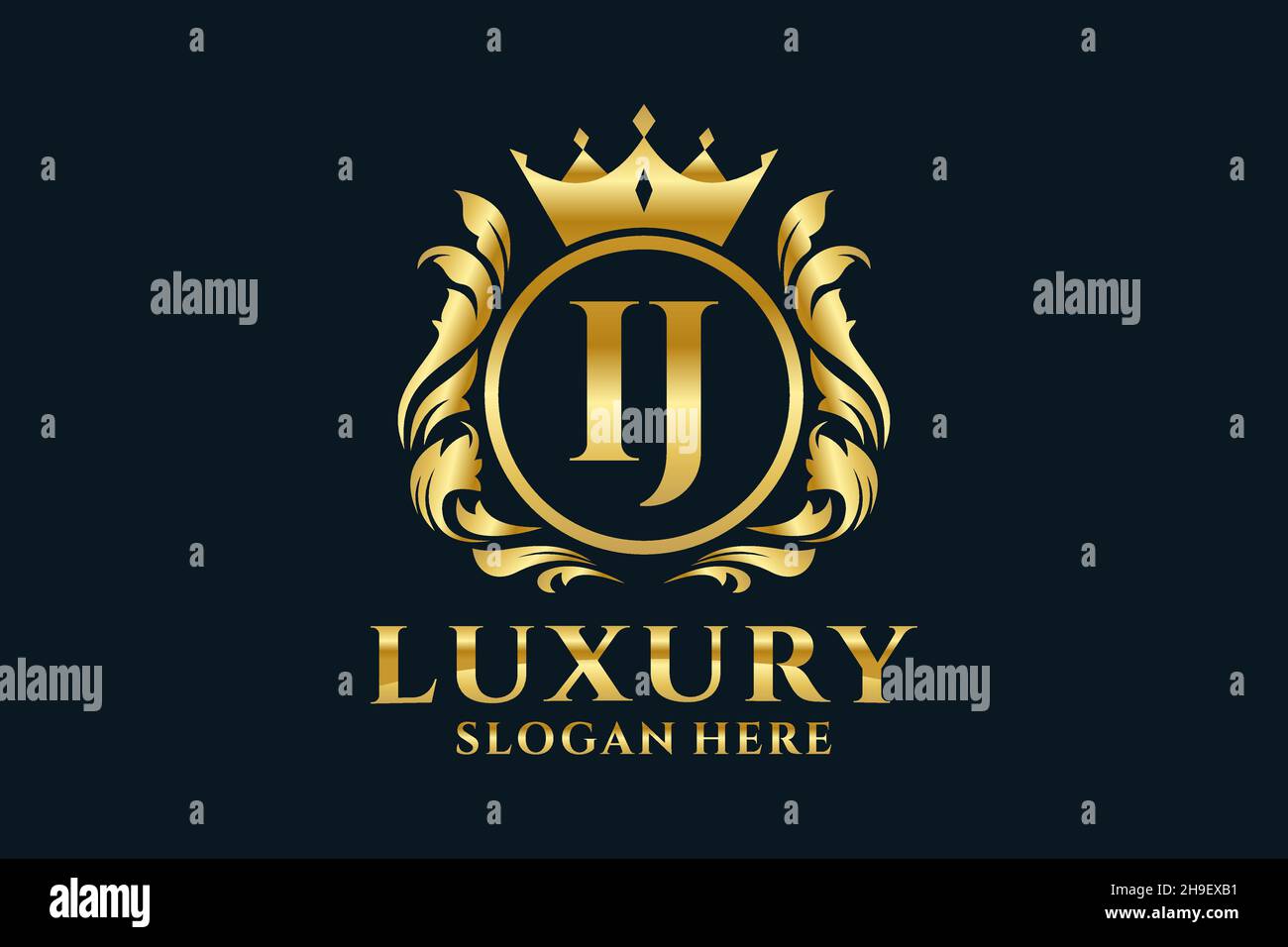 IJ Letter Royal Luxury Logo template in vector art for luxurious ...