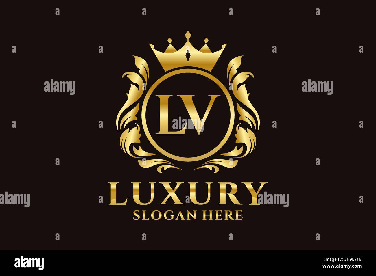 Initials Lv Logo Luxurious Golden Letters Stock Vector (Royalty