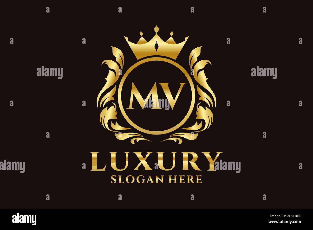 MV Letter Royal Luxury Logo template in vector art for luxurious ...