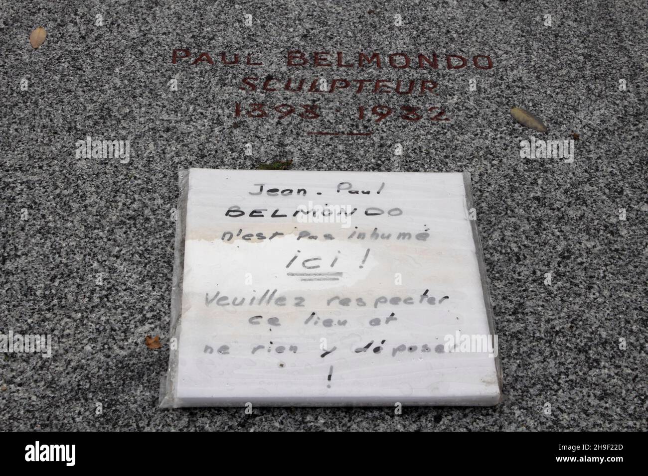 Grave of the sculptor Paul Belmondo - not Jean Paul Belmondo -  in the Montparnasse cemetery Paris France Stock Photo