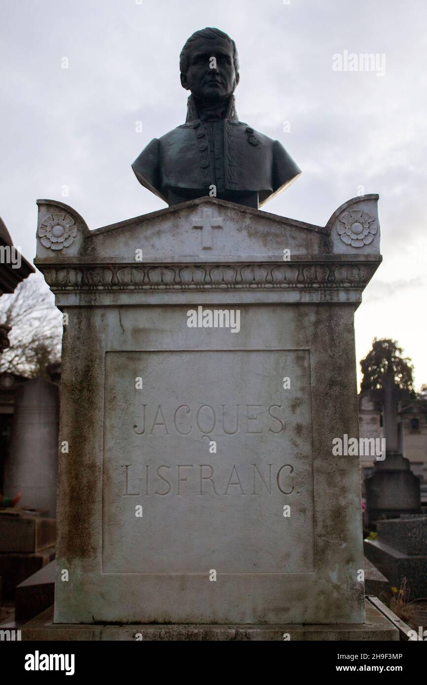 The grave of Dr Jacques Lisfranc De St. Martin, Montparnasse Cemetery, Paris France Stock Photo