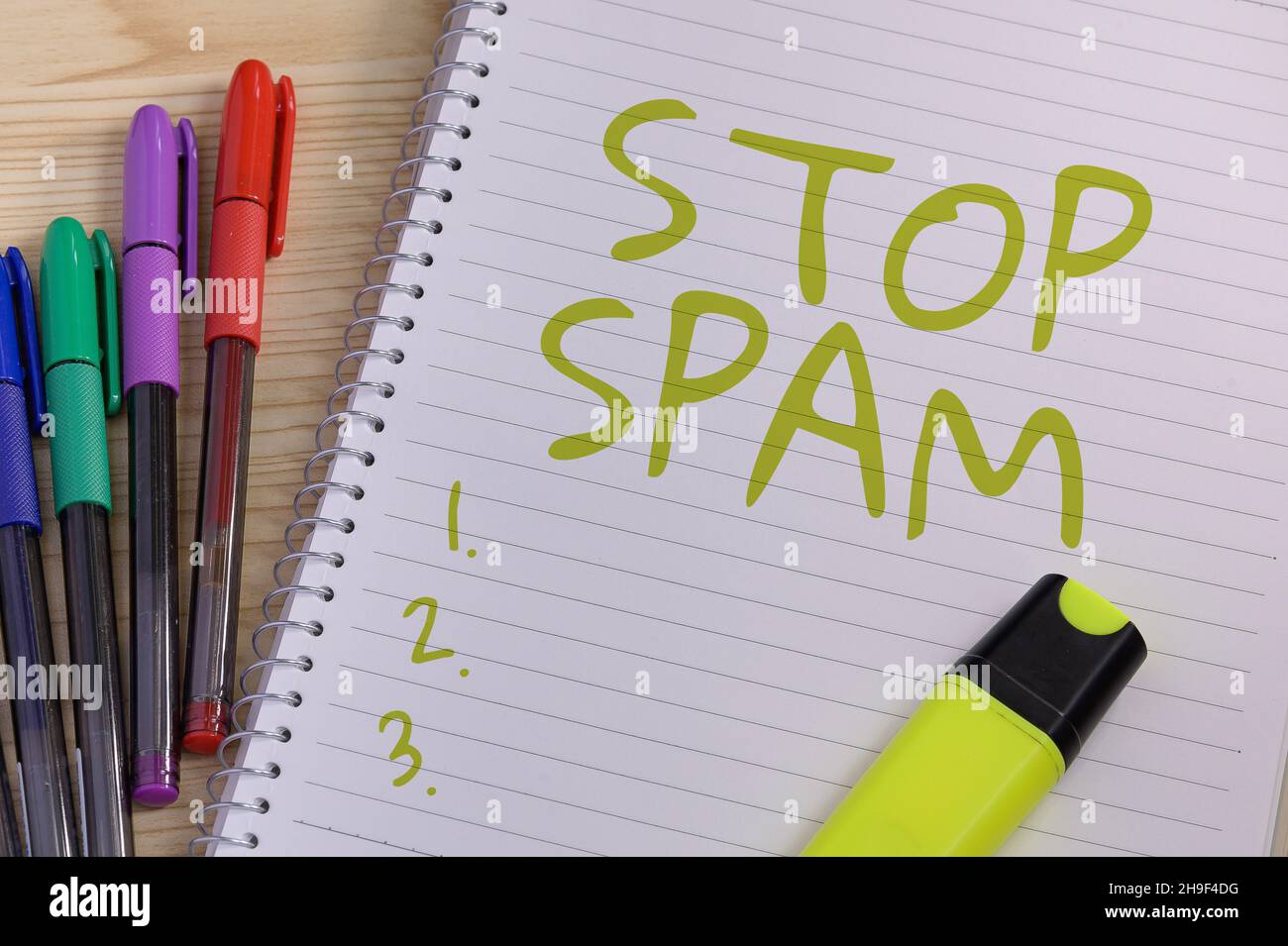 Text caption presenting Stop Spam. Word for end the Intrusive or