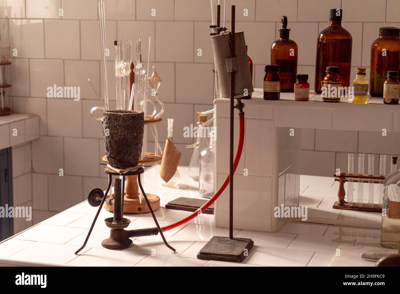 Chemicalbacteriological laboratory with a variety of bottles and
