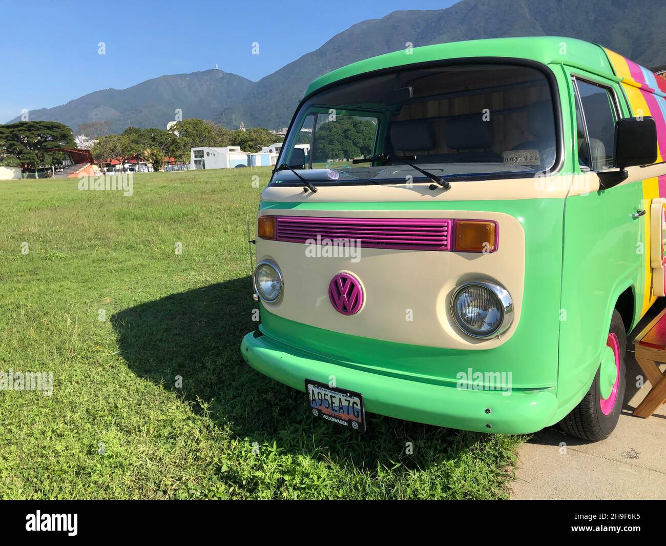 Shown on an exhibition of VW Bulli, Combi  Stock Photo