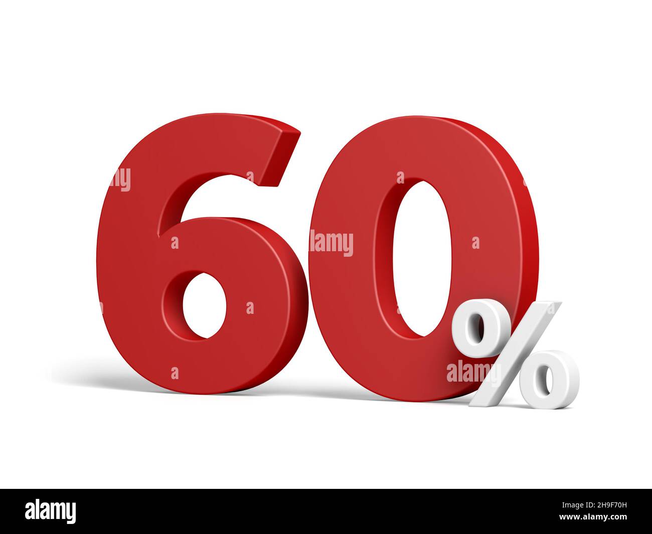 Sixty percent isolated on white background. Discount. 60% off. 3d illustration. Stock Photo