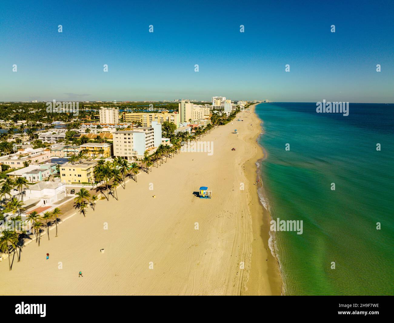 Aerial photo tropical beach scene Hollywood FL Stock Photo