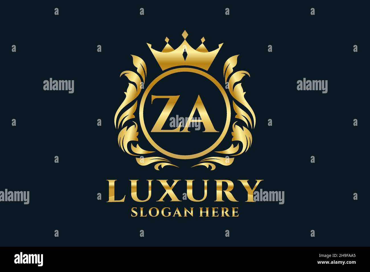 ZA Letter Royal Luxury Logo template in vector art for luxurious ...