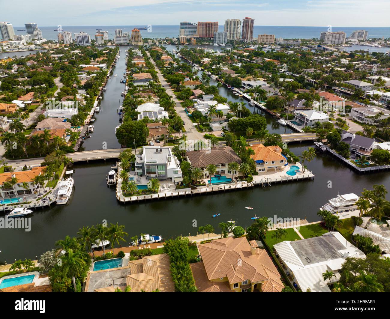 Aerial photo of luxury houses in Fort Lauderdale FL Stock Photo Alamy
