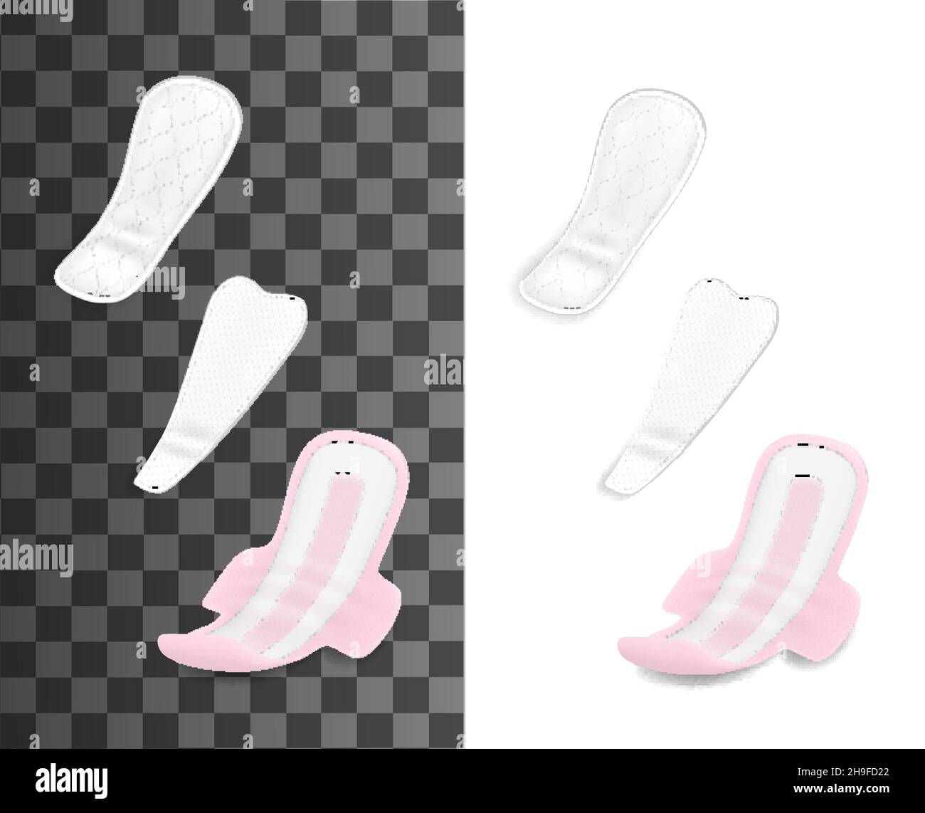 sanitary menstrual pads. Feminine hygiene sanitary napkins types 3d