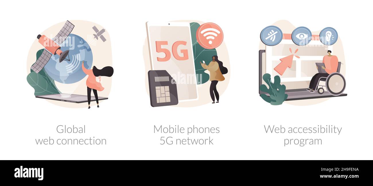 Global network communication abstract concept vector illustrations ...