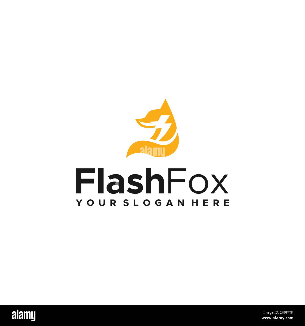 minimalist FlashFox wolf stun electric logo design Stock Vector