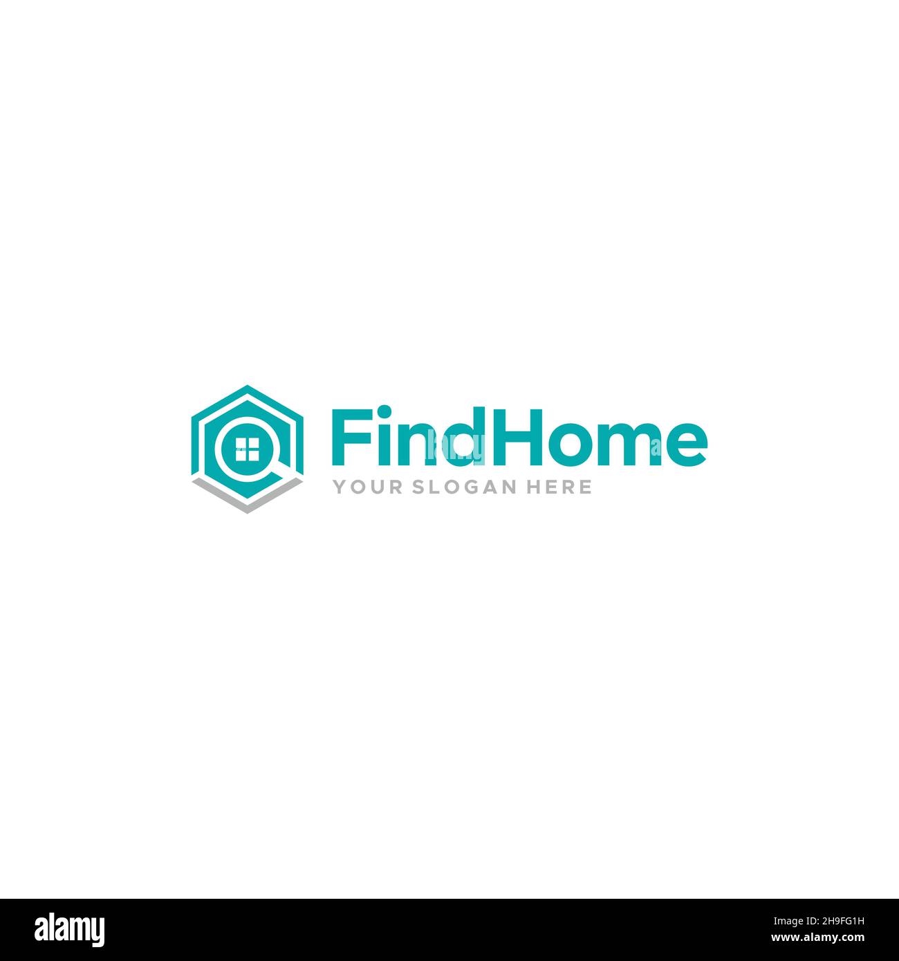 flat FindHome magnifying glass window logo design Stock Vector