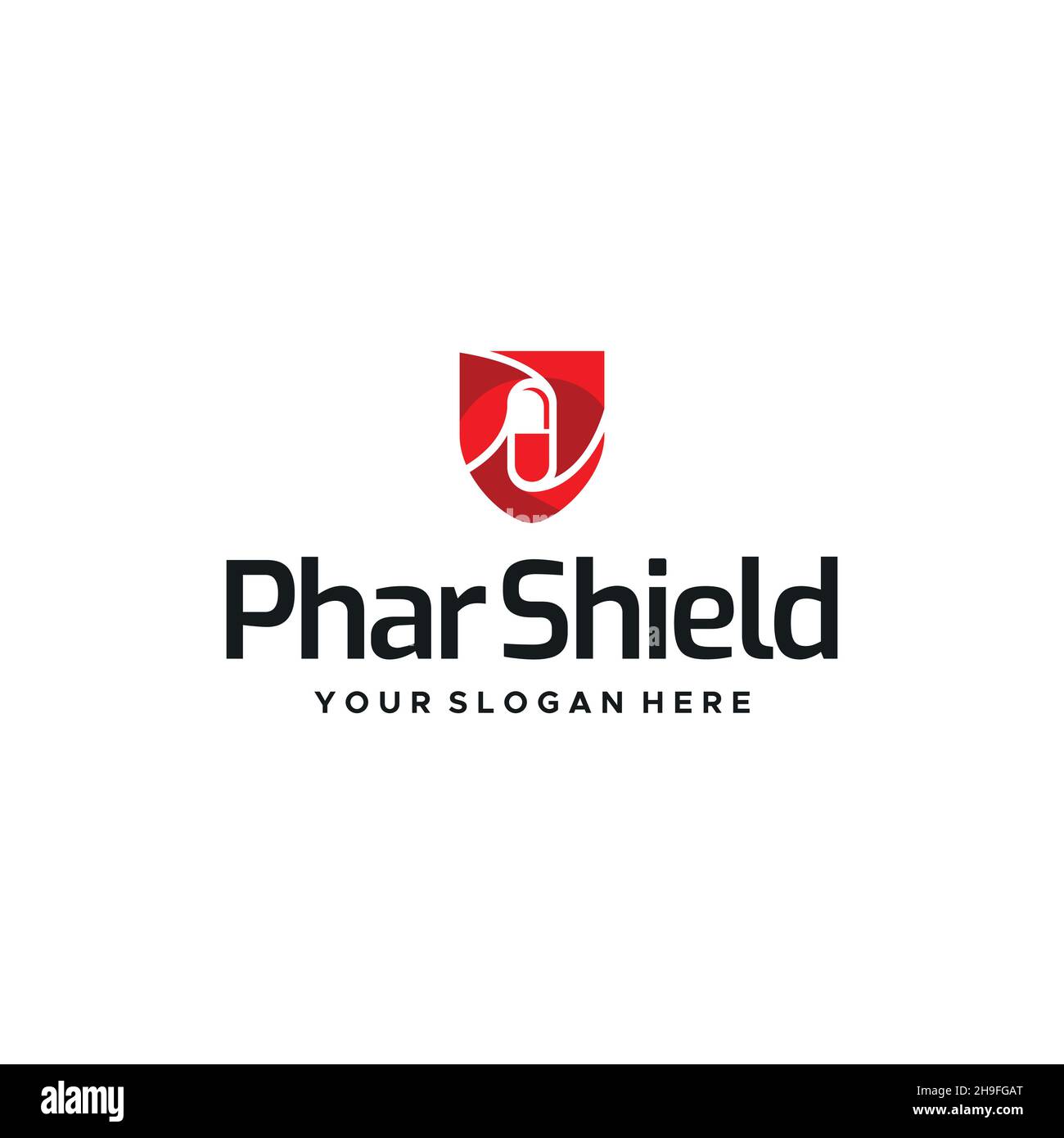 minimalist Phar Shield capsule pill logo design Stock Vector