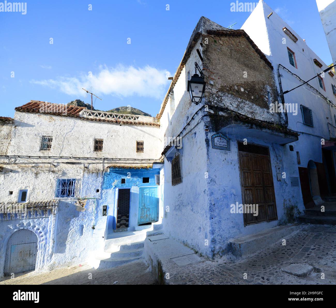 Traditionally blue painted houses in the medina of Chefchaouen in the