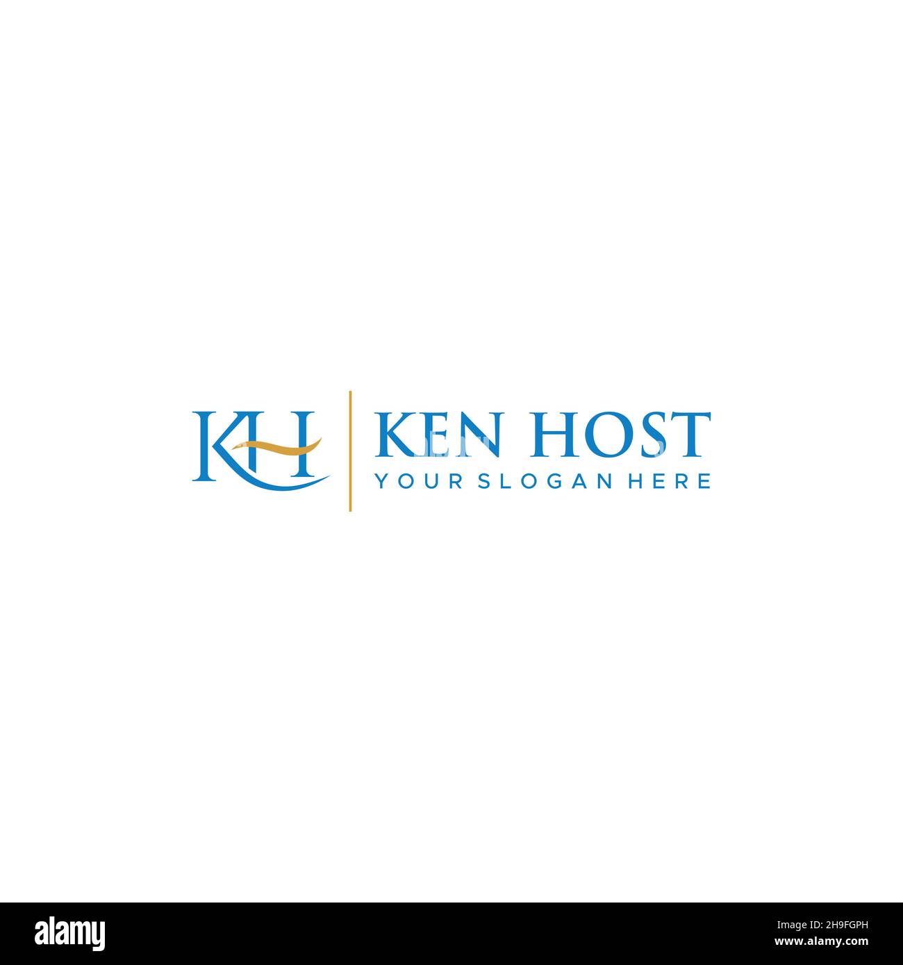 flat letter mark initial KH KEN HOST logo design Stock Vector