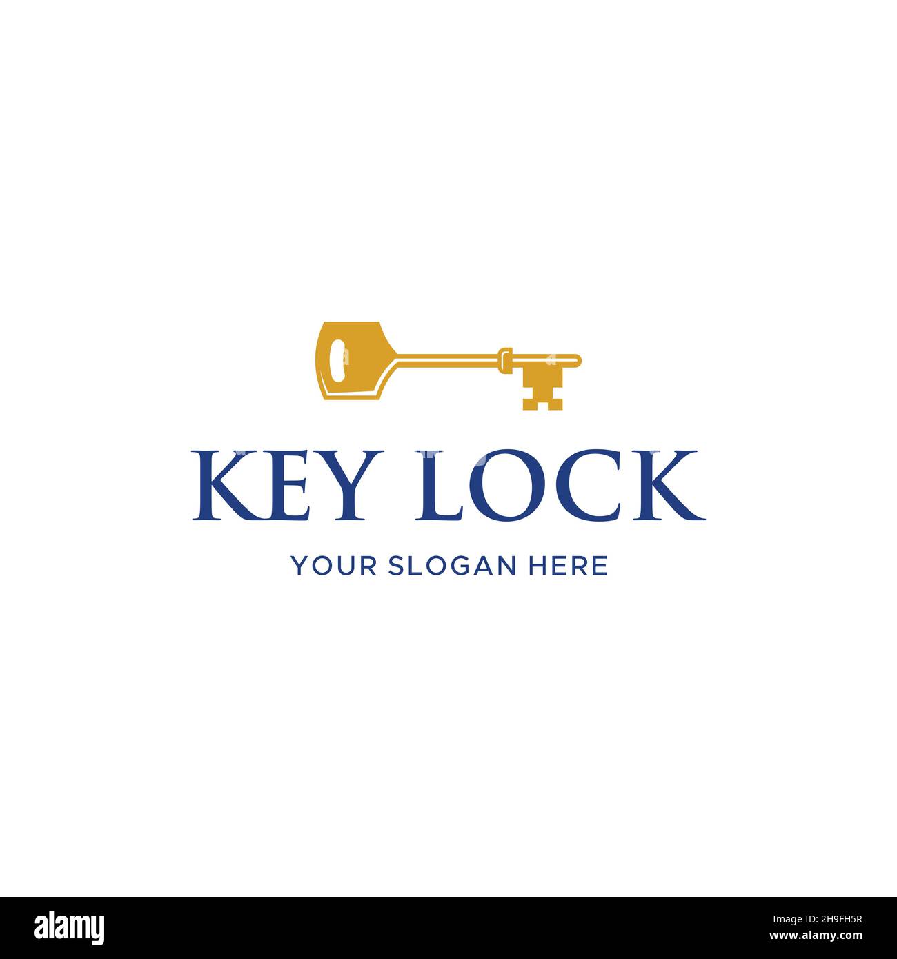 minimalist KEY LOCK locking wrench logo design Stock Vector