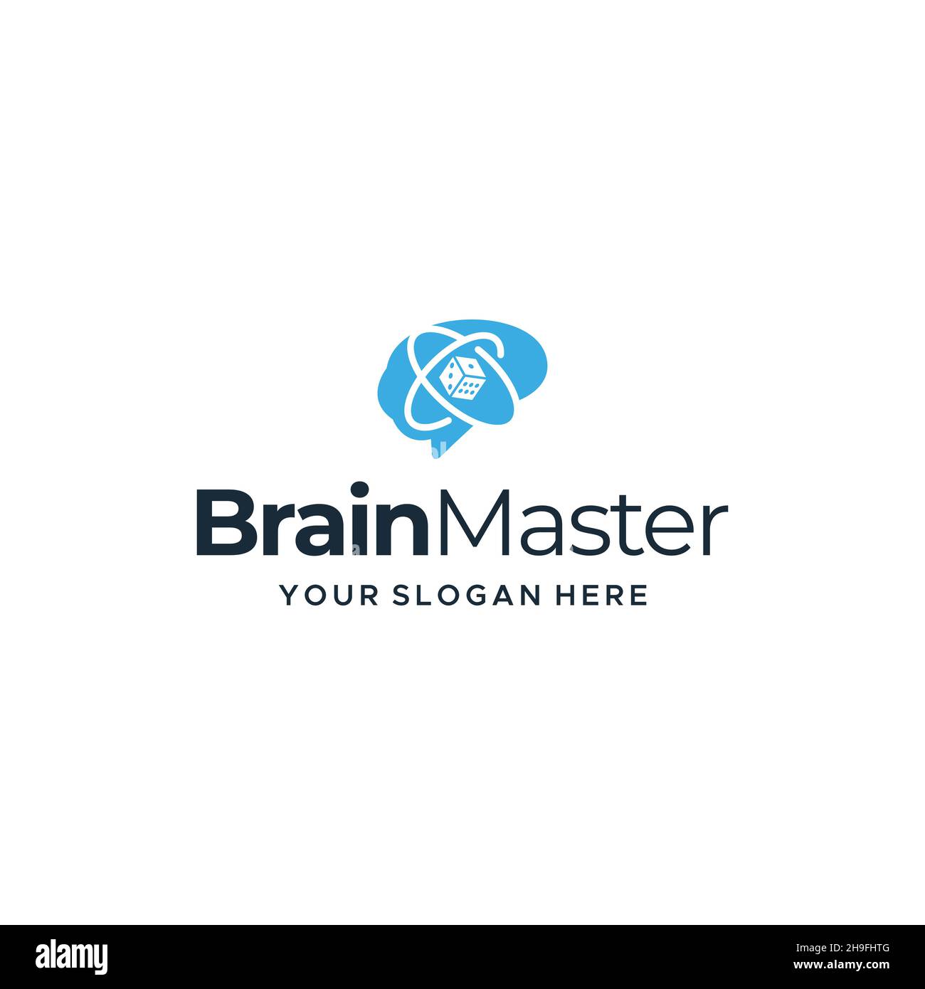 minimalist BrainMaster dice tech mind Logo design Stock Vector