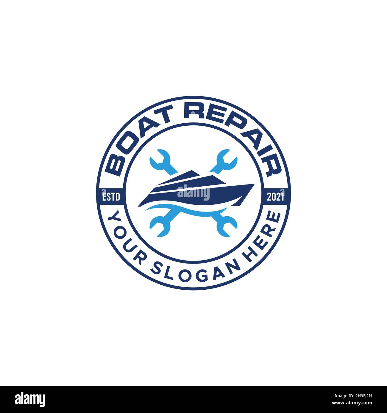 Industry boat show Stock Vector Images - Flat Boat Repair ScrewDriver Wrench Logo Design 2H9FJ2N