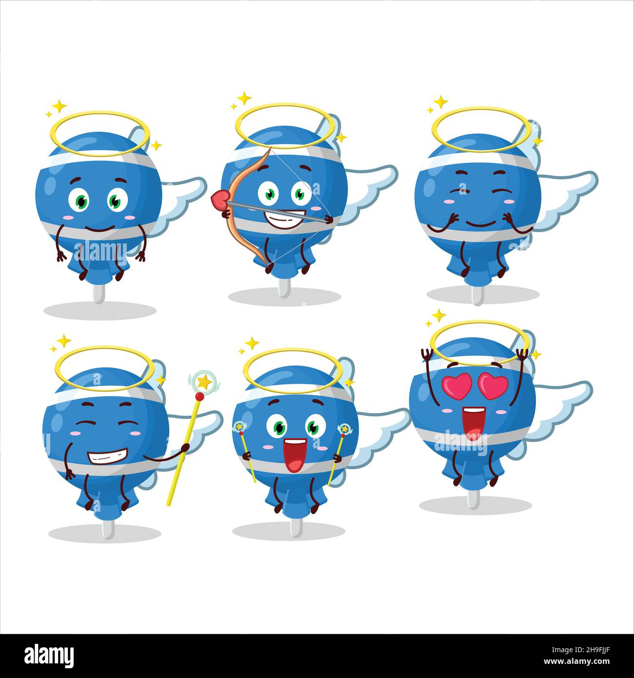 Blue lolipop wrapped cartoon designs as a cute angel character. Vector ...