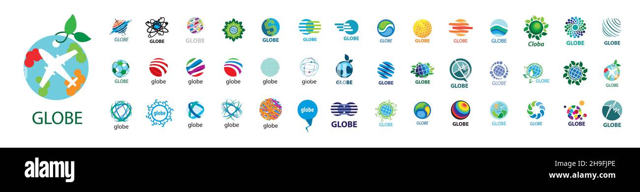 A set of vector logos of the Globe on a white background Stock Vector