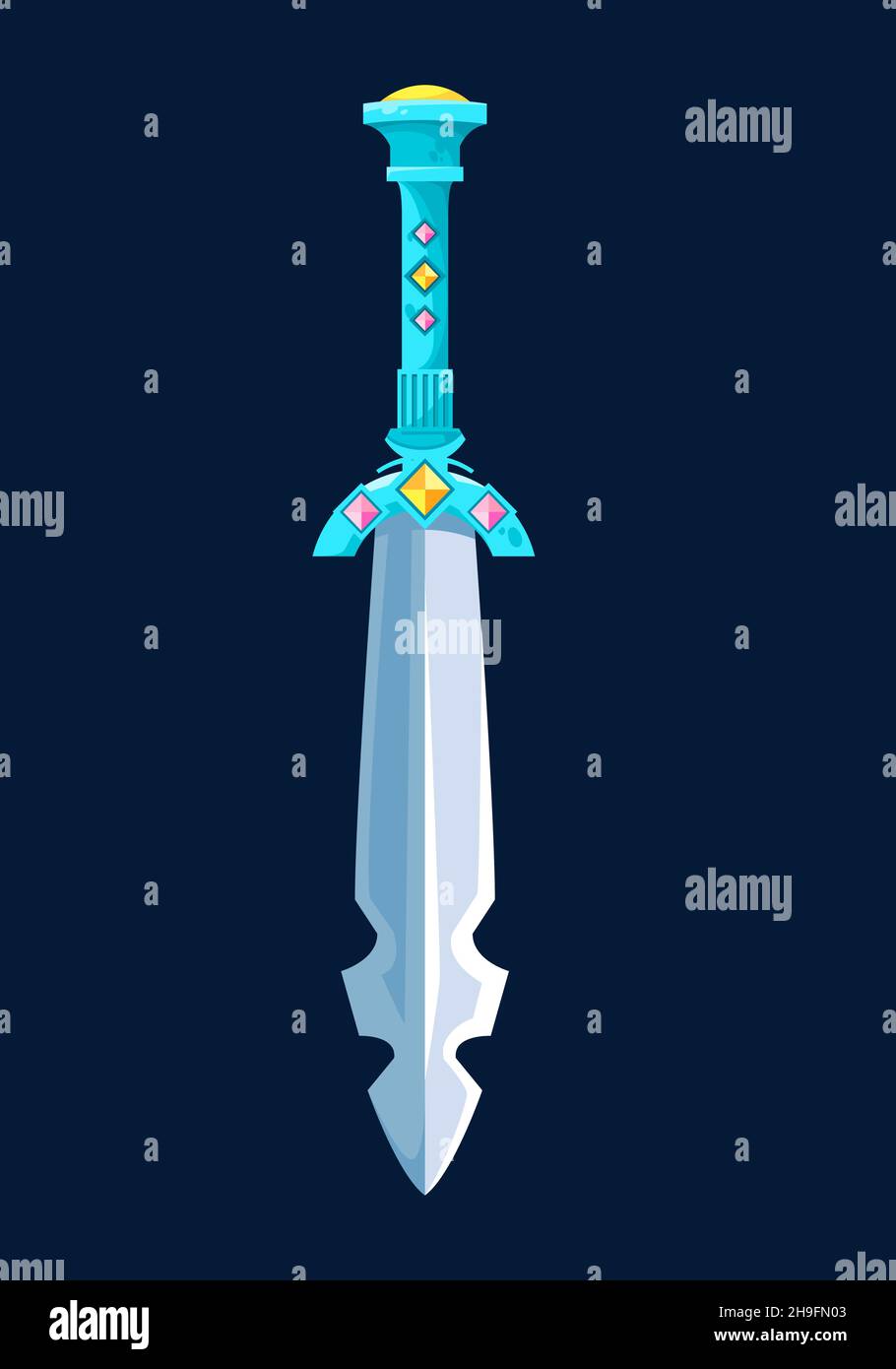 Magical Cartoon Steel Broadsword Blade Medieval Knife Or Sword Vector Fantasy Dagger Game Ui Asset Ancient Fairytale Stiletto With Double Sided Bl Stock Vector Image Art Alamy