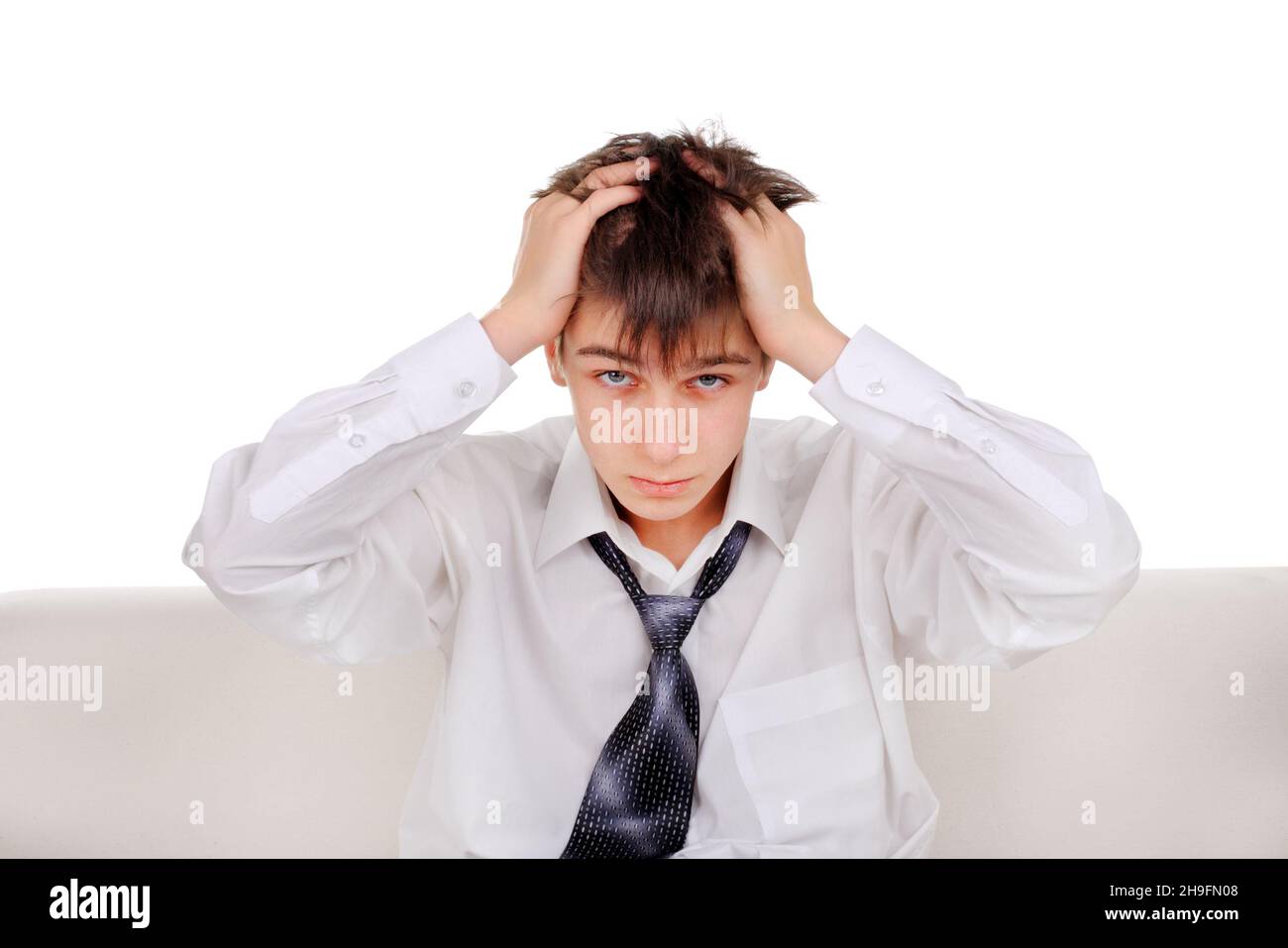 Troubled Teenager Isolated on the white background Stock Photo