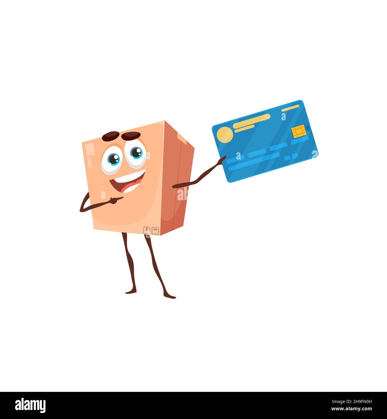 Delivery payment, cartoon package with credit card. Vector cardboard  character, cute mail or post box personage, funny kawaii parcel mascot  paying for Stock Vector Image & Art - Alamy